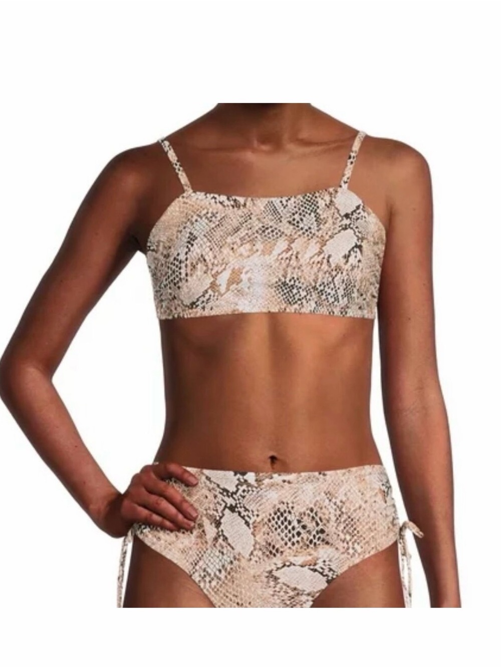 Time and Tru Snake Print Bikini Set 3X NWT Neutral High Waisted Swimwear